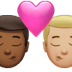 👨🏾‍❤️‍💋‍👨🏼 kiss: man, man, medium-dark skin tone, medium-light skin tone display on Apple